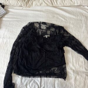 Chic Black Lace Long Sleeve Blouse